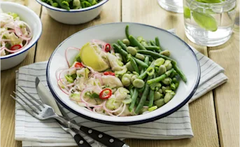 Kabeljauw ceviche met een frisse bonensalade