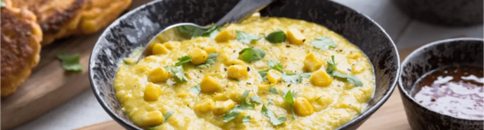 Gevulde maïssoep met maïskoekjes