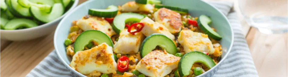 Nasi goreng met roergebakken vis