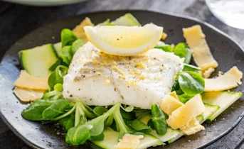 Courgette-carpaccio met skrei