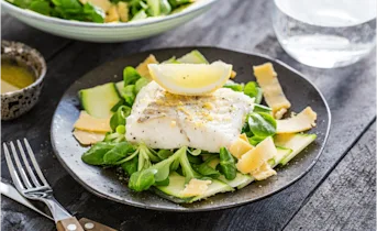 Courgette-carpaccio met skrei
