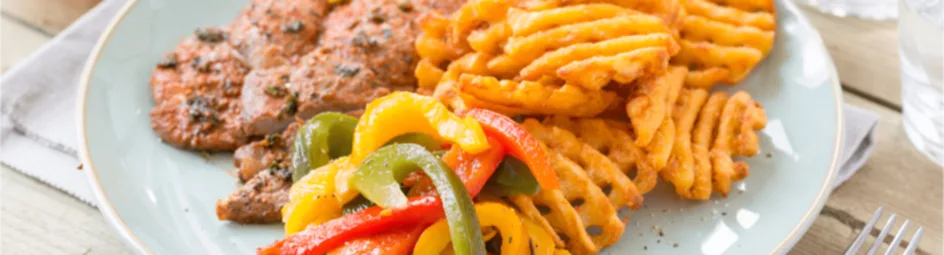 Procureurlapjes met geroosterde paprika