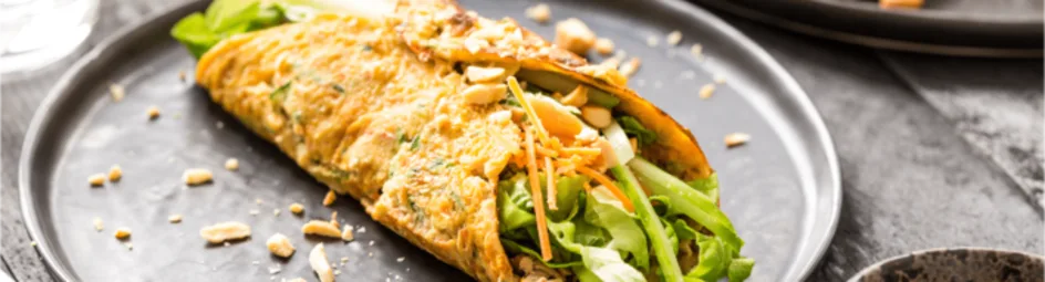 Ei-wraps met pulled pork en komkommer