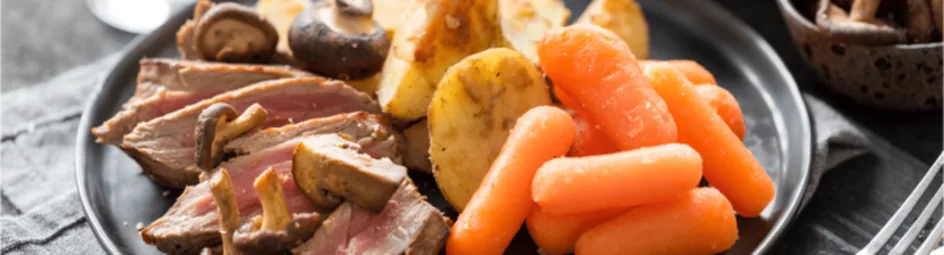 Biefstuk met champignons en gebakken aardappelen