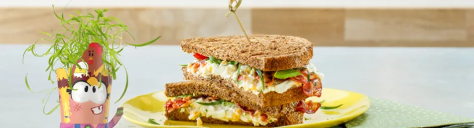 Sandwich met avocado verse eiersalade en venkelkruid