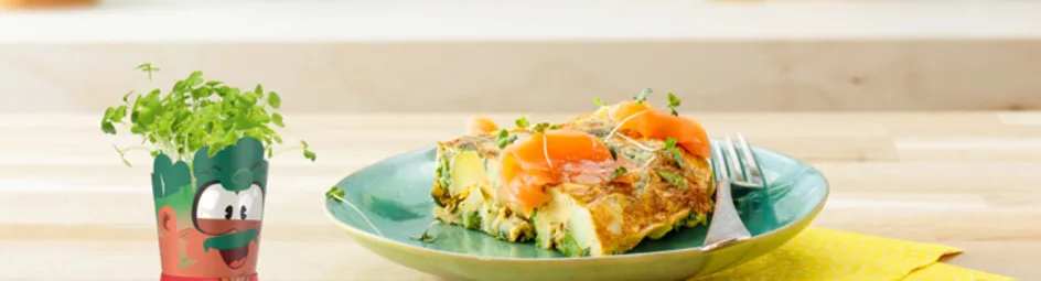 Spaanse tortilla met gerookte zalm en verse kruiden