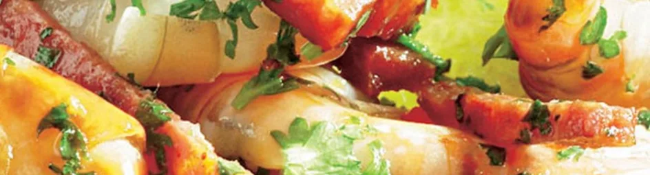 Garnalensalade met rucola en sinaasappel