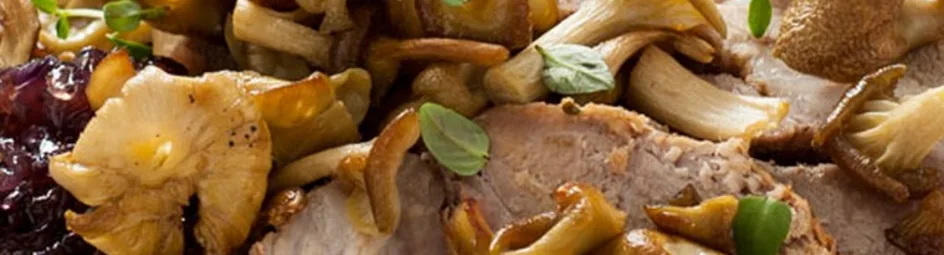 Rollade met oesterzwammen en aardappelcrumble