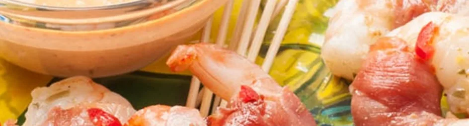 Gegrilde garnalen met geroosterde rode paprika-aïoli