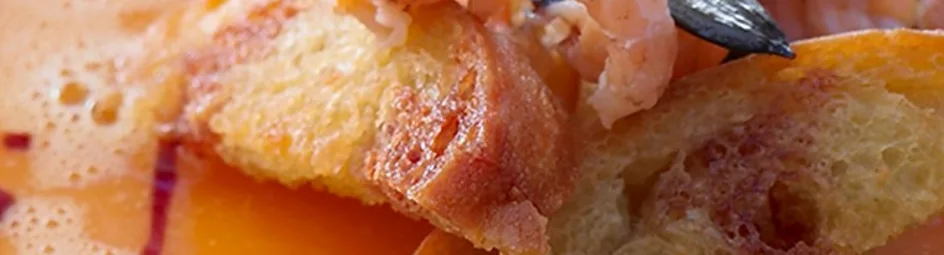 Pompoensoep met garnalen