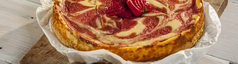 Aardbei-mango swirl cheesecake van Eli