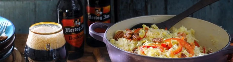 Stamppot zuurkool met roquefort en pecannoten van Werner Drent