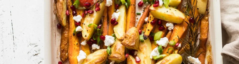 Geroosterde wortel met aardappel en paprika