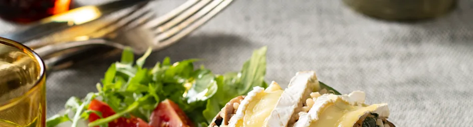 Portobello met risotto en camembert