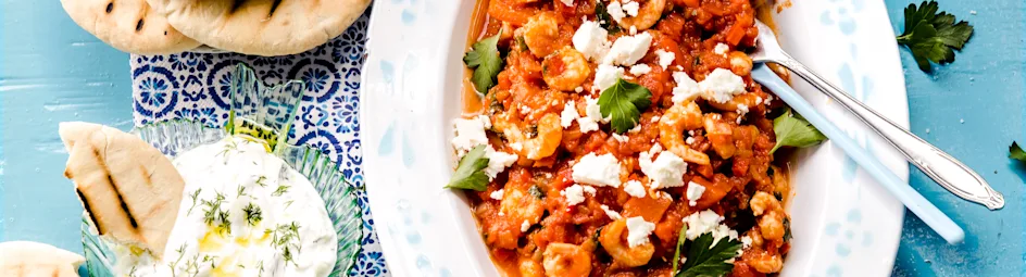 Griekse garnalen saganaki
