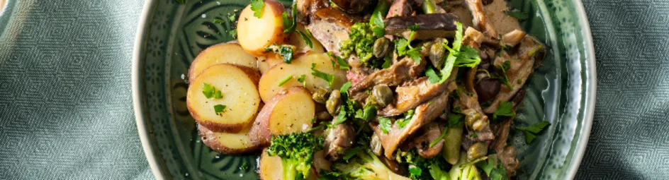 Snelle stoof met paddenstoelen en beef