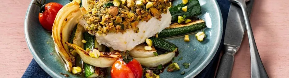 Kabeljauw met pistachekorst