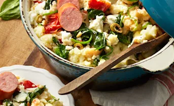 Italiaanse spinaziestamppot