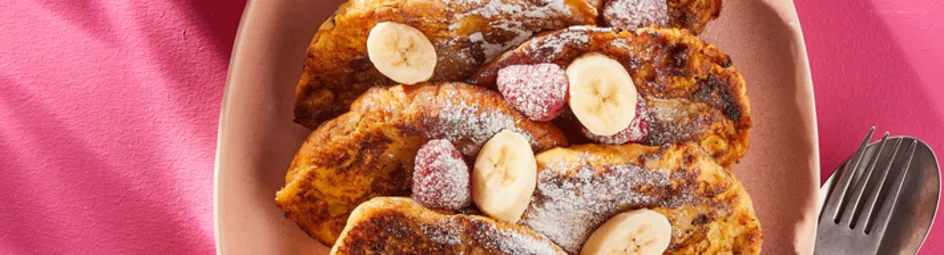 Paaswentelteefjes met banaan & frambozen