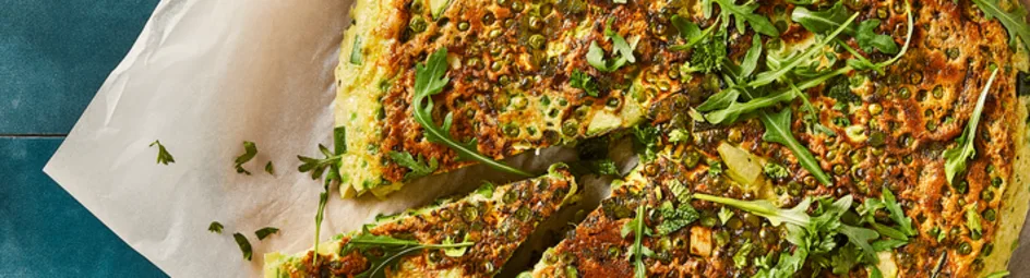 Frittata met erwten, courgette & citroen