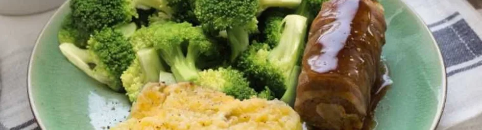 Aardappelgratin met broccoli en slavink