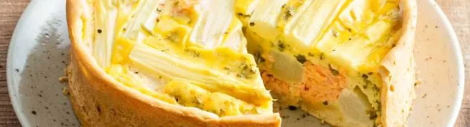 Quiche met zalm en witte asperges