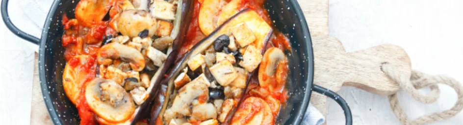 Gevulde aubergine met tofu