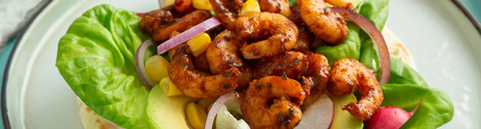 Garnalen salade met gegrilde wraps