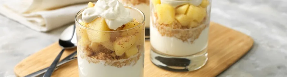 Snelle appel crumble in een glaasje