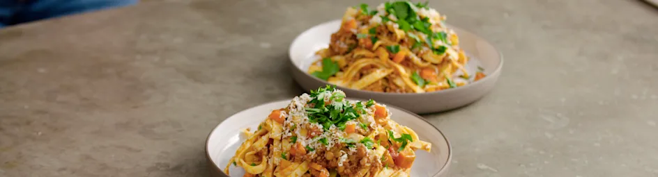 Verse pasta bolognese met linzen