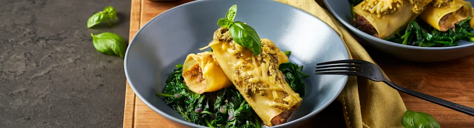 Gegratineerde cannelloni met rundergehakt en spinazie