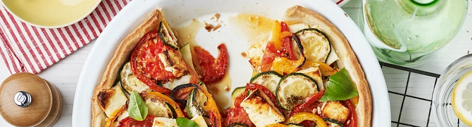 Taart van geroosterde groenten met Apetina