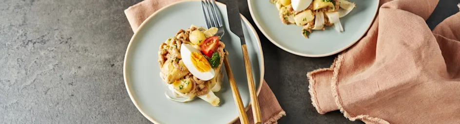 Aspergesalade met krieltjes en Hollandse garnalen
