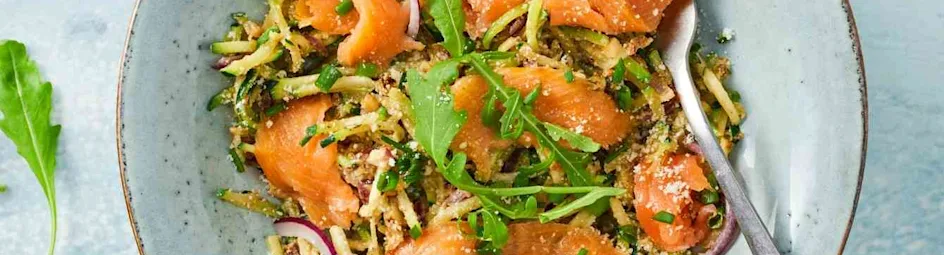 Courgette spaghetti met gerookte zalm
