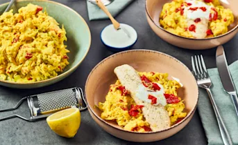 Zomers stamppotje van spitskool en paprika met gepocheerde pangasiusfilet