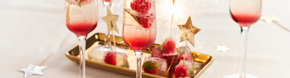 Prosecco cocktail met frambozenjelly