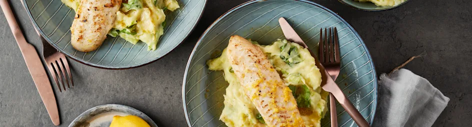 Stamppot van kropsla met gebakken pangasiusfilet