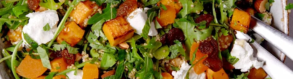 Quinoa salade met geitenkaas, rucola en zuidvruchten