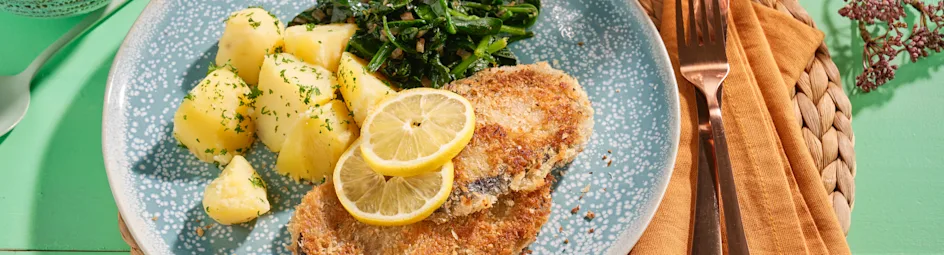 Vegan schnitzel van aubergine