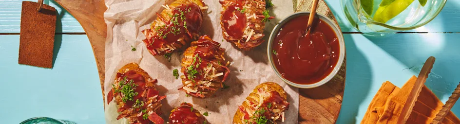 Hasselback potatoes van de barbecue