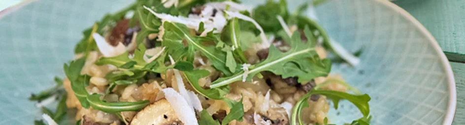 Risotto met champignons en koffie