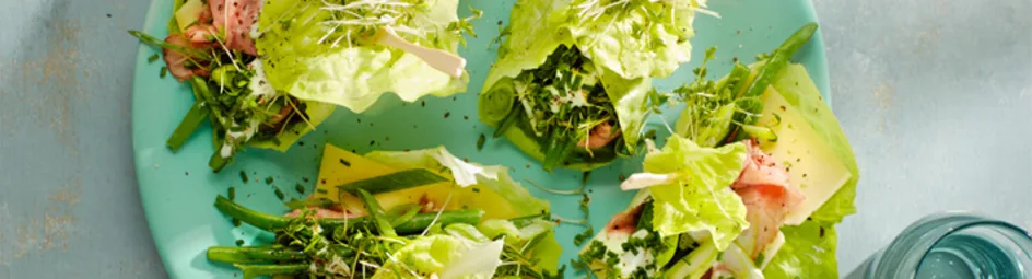 Saladewraps met rosbief en haricots verts