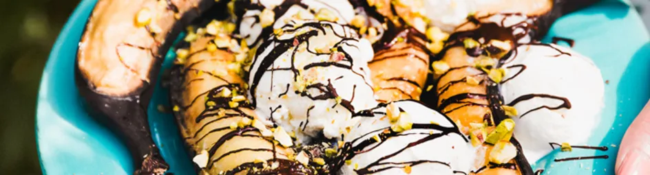 Barbecuebanaan met chocolade