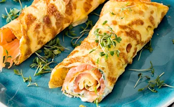 Omeletwraps met Noorse gerookte zalm