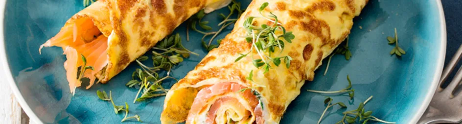 Omeletwraps met Noorse gerookte zalm