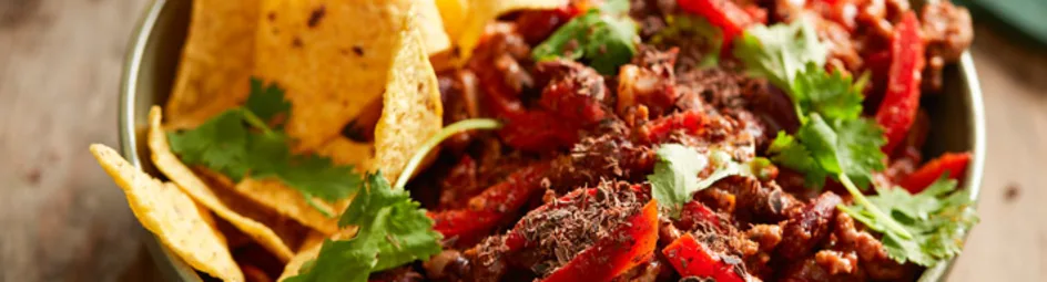 Gehaktchili met pure chocolade en koriander