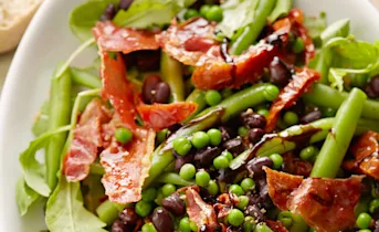 Lauwwarme bonensalade met parmaham