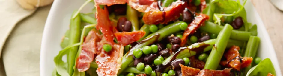 Lauwwarme bonensalade met parmaham