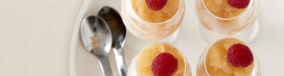 Vanille- citrusgranita met frambozen