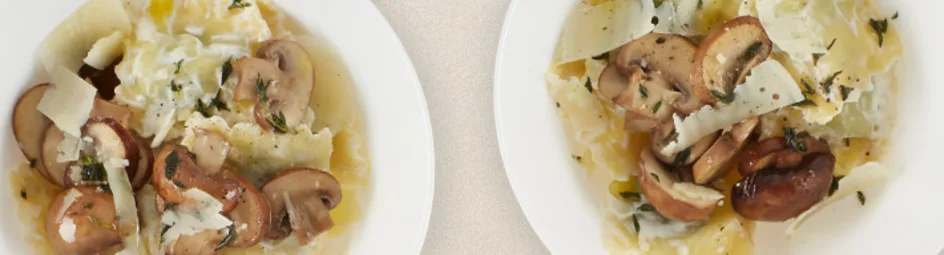 Kaasravioli met kastanjechampignons en tijm